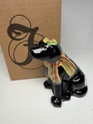 Fenton Black Labrador Lab Dog w/ Scarf & Hat Figurine Glass Hand Painted W/Box