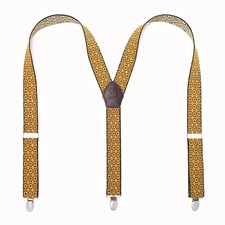 Genuine Leather 3-clip Casual Braces Fastener Suit Trousers Elastic Suspenders