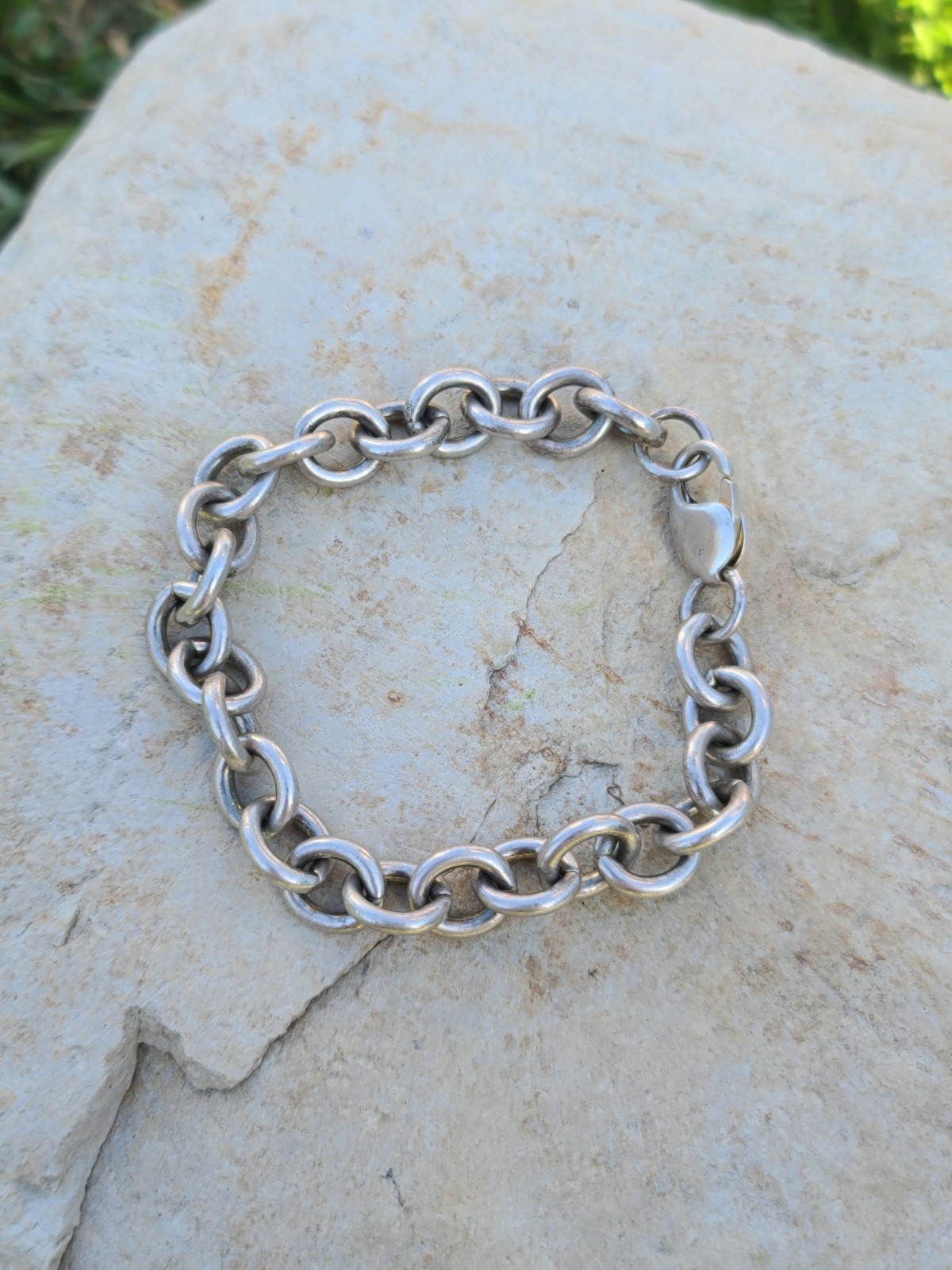 VTG Solid Sterling Silver Chunky Cable Chain Brac… - image 5