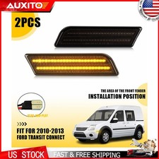 Smoked Amber LED Front Side Marker Light Pair For Ford Transit Connect 2010-2013