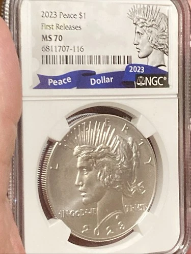2023 p uncirculated peace silver dollar ngc ms 70 first releases fr in hand