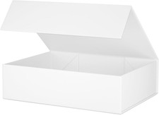 White Gift Box 11.9" X 8.5" X 3.3" with Magnetic Closure Lid for Presents,Brides