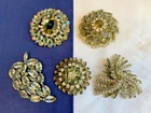 Vtg Brooch Lot Aurora Borealis Rhinestones Scatter Pins Costume Jewelry