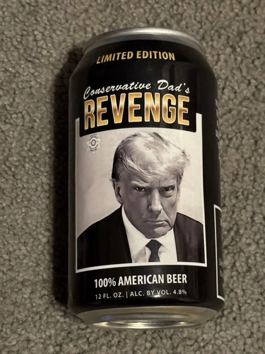 ONE CAN Trump Beer "REVENGE" In hand ready to ship Conservative Dad's.