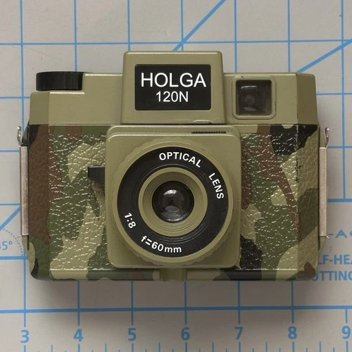 HOLGA 120N Plastic Film Camera Rare Color Camo Print Green And Book