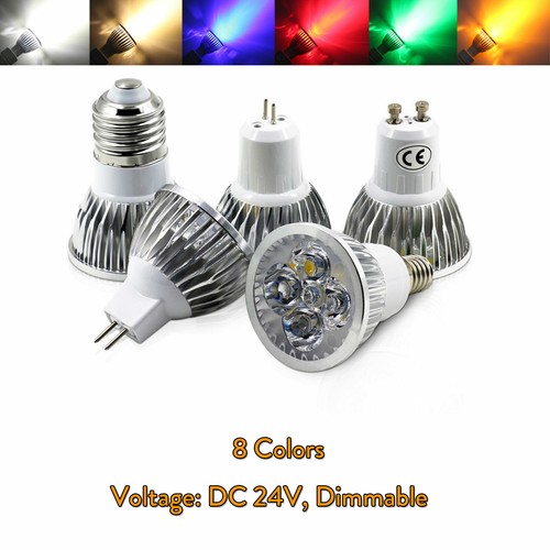 LED Spot Light Dimmable GU10 MR16 E14 E12 E27 B22 LED Lamp 3W 4W 5W DC 24V SS442