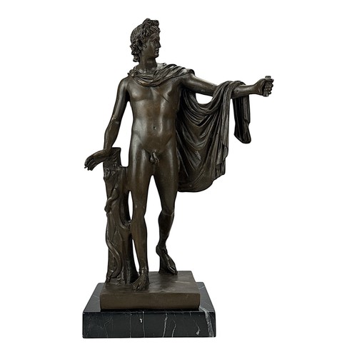 Statue sculpture Apollon magasin Belvédère dieu grec romain véritable bronze sur socl...