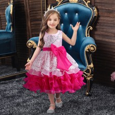 Kids Flower Girls Princess Dress Wedding Pageant Bridesmaid Party Birthday Gown
