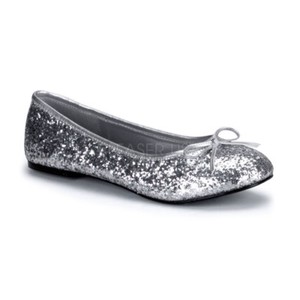 silver glitter flat shoes