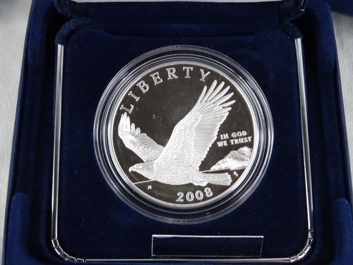 2008-P Bald Eagle Proof Silver Dollar US Mint Commemorative 90% Box COA OGP - Picture 2 of 5