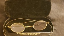 Antique Round Spectacles Wrap Around Earpiece Reading Glasses W Case  Last Rn7