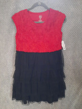 Wonder Nation Girls Party Dress 14-16 XL Red and Black With Sequins