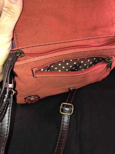 Bandolera/pulsera Chala naranja lona marrón tubería con correa de ajuste de búho - Imagen 6 de 10
