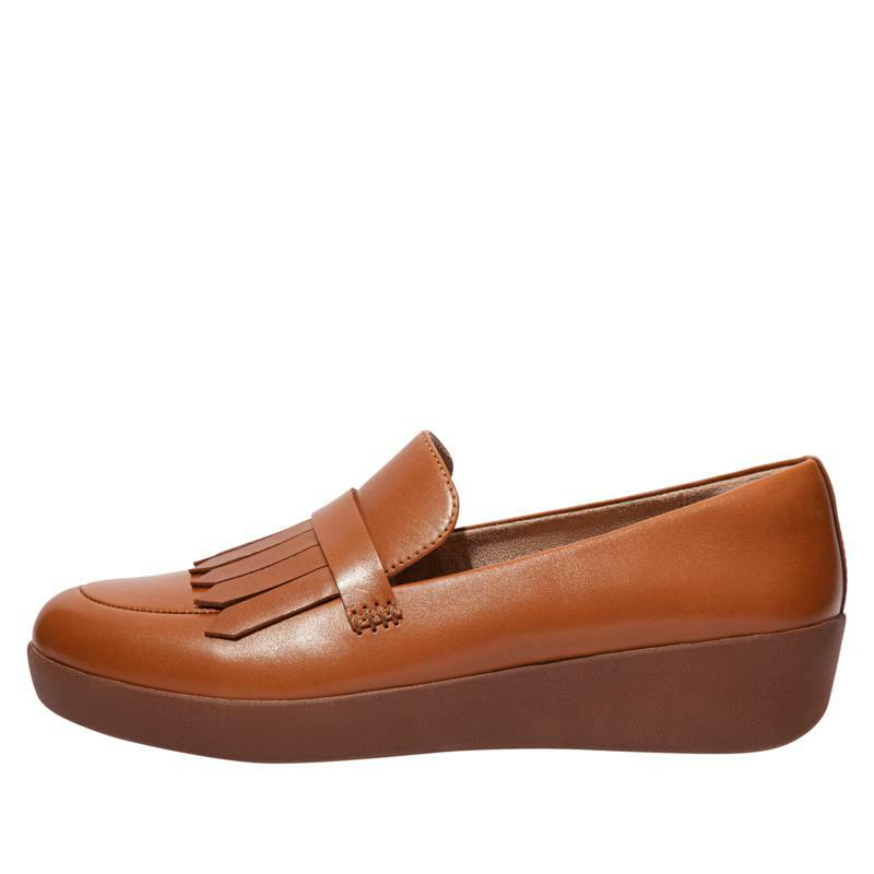 【fitflop】 (W) Leather Tassel Superskate FitFlop Womens Leather Loafer wedge SUPERSKATE FRINGE Tan