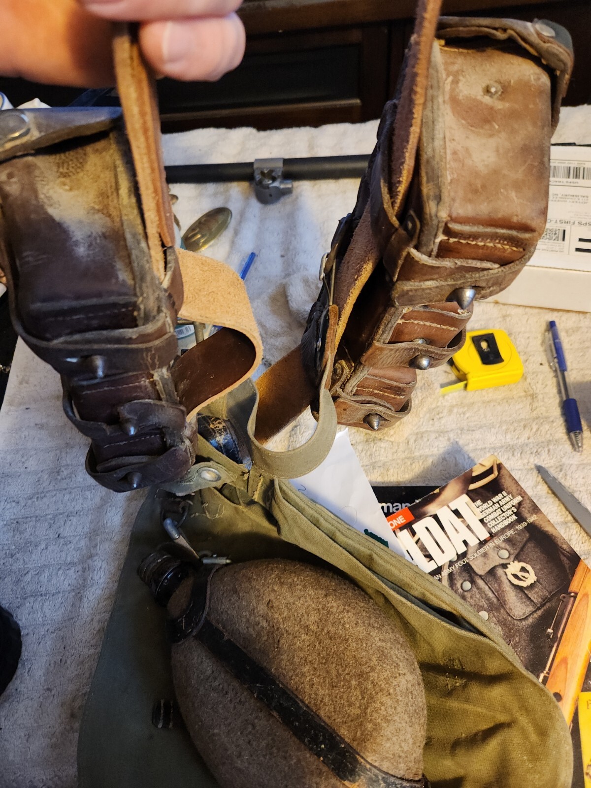 Ww1 German Military Enlisted Man's Unity Belt Ammo Pouches Canteen And Big... eBay