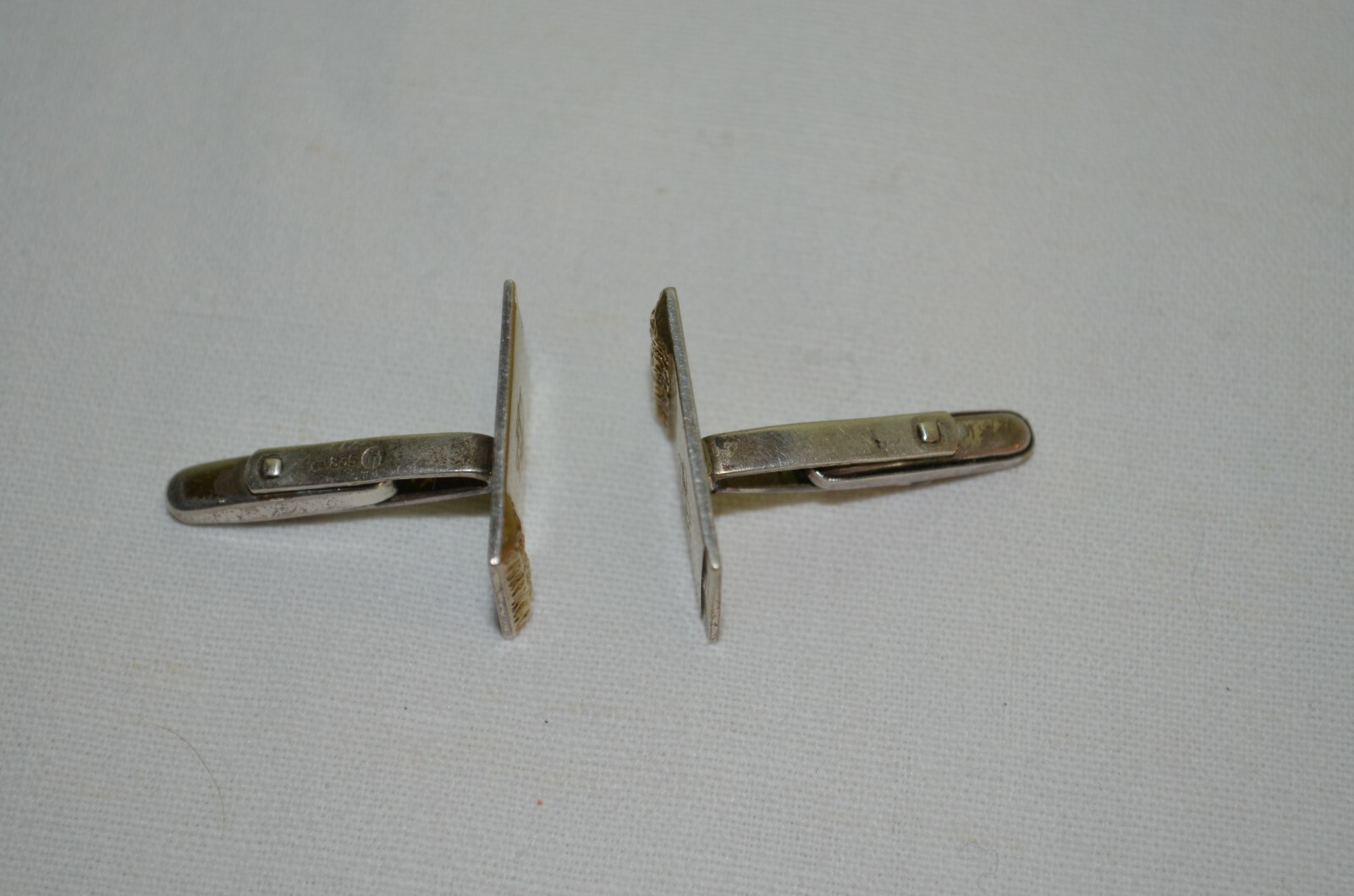 Solid Silver Gold Punch Cufflinks 835 Monogram - image 2