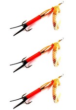 3 Red Black Tails Swing Blade Bullet Spinners Salmon Trout Pike Bass Sea Lures