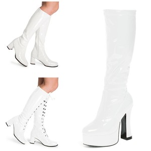 white gloss boots