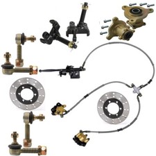 Go Kart Front Spindle 3 Stud Hub Brake Caliper Disc Rotor Tie Rod ATV Quad Bike