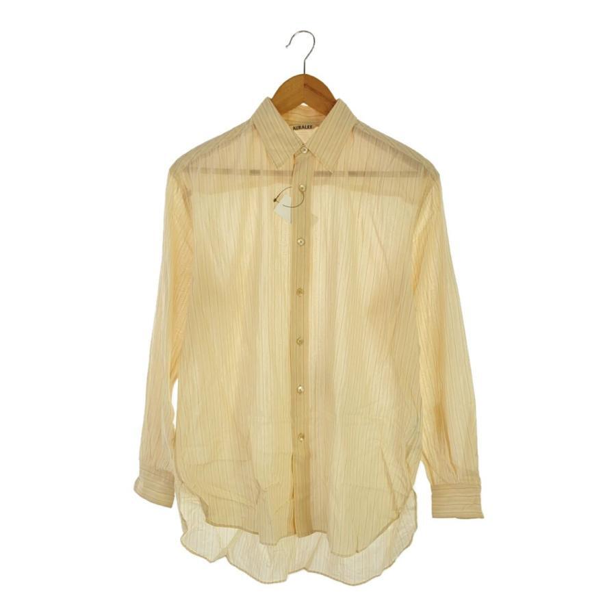 AURALEE 24SS HARD TWIST FINX ORGANDY STRIPE Size: 3 Beige Men  