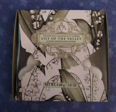 Aromas Artesanales De Antigua LILY OF THE VALLEY 4 Scented Bath Fizzers Set NEW