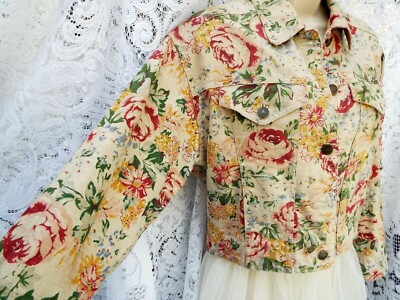 LizWEAR RARE FIND 80s Vintage Classic Cropped Bomber Floral Jacket Small Fit 