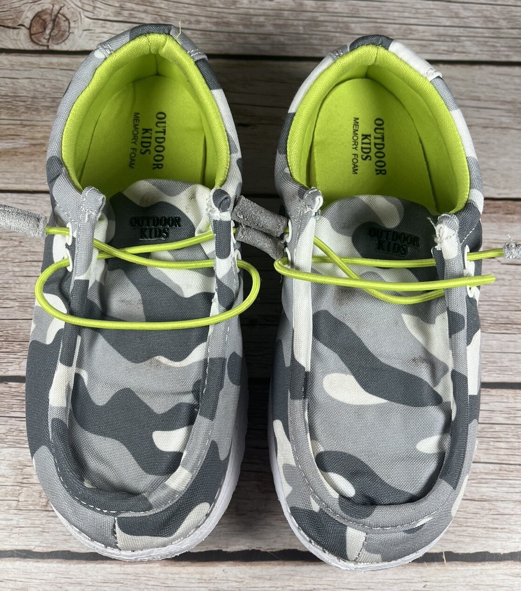 Cabelas Outdoor Kids Lynden Jr Size Kids Camo Gray Unisex Boat Deck Shoes