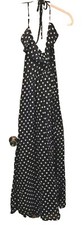 Chaudry KC womens small Black Dress Sundress Lined Halter Stars Metal Nwot