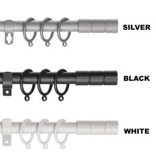 Extendable Metal Curtain Pole Track Rail Complete Set Includes Rings Finials etc