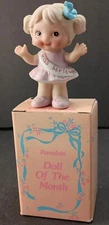 Russ Berrie CO Miss Sept Birthday Month Girl 3" Ceramic Figurine Pink Tiawan