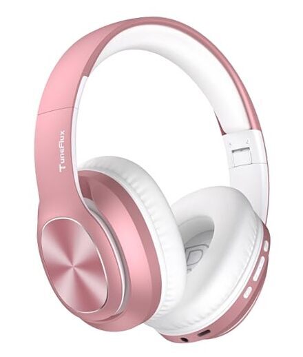Wireless Bluetooth Over-Ear Headphones with 80H Playtime 3EQ Sound in Rose Gold
