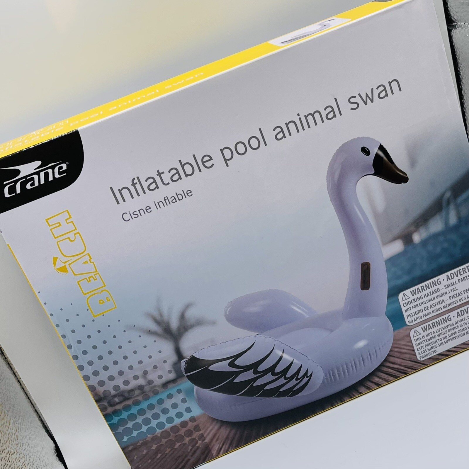 Crane Inflatable Pool Animal Swan Float Beach Bird White PVC Handles ...