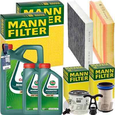 MANN INSPEKTIONSPAKET+7L CASTROL 0W-30 ÖL passend für 2.0 ECO BLUE FORD MONDEO V