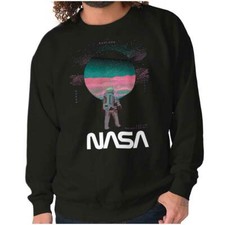 NASA Retro Astronaut Worm Logo Moon Landing Womens or Mens Crewneck Sweatshirt