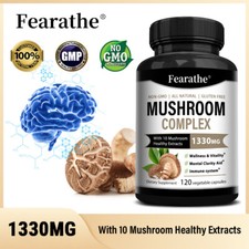 Mushroom Complex Supplement -10 Mushrooms Lions Mane, Reishi, Shiitake Capsules