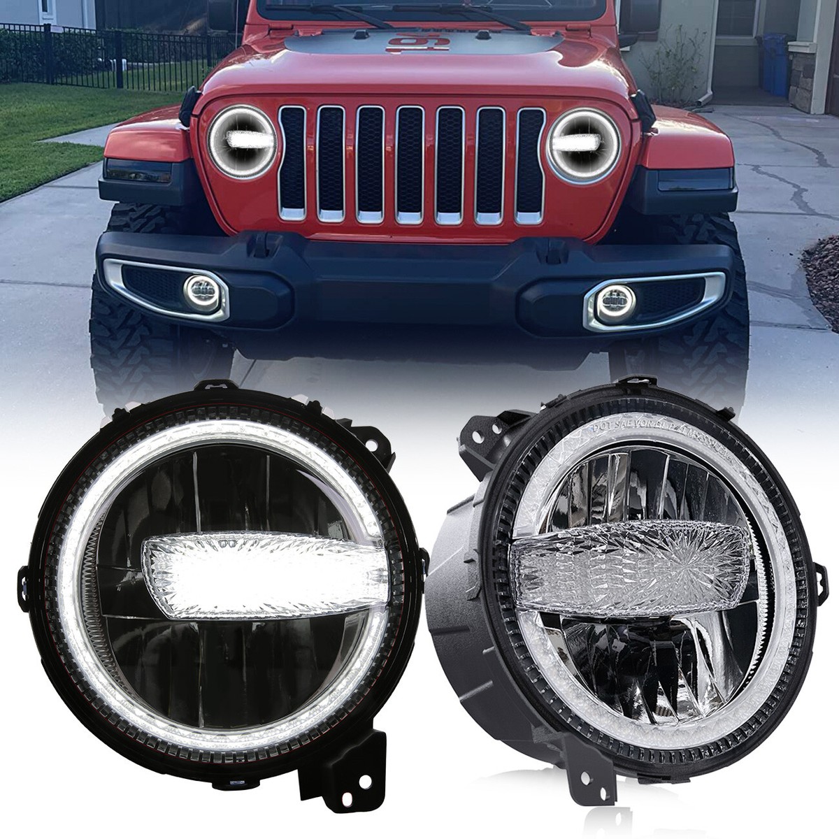 9'' LED Headlights DRL for Jeep Wrangler JL Gladiator 2020 2021