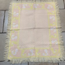 VTG 60's BabyCrest Baby Blanket Duck Fringe Reversible Japan Acrylic MCM