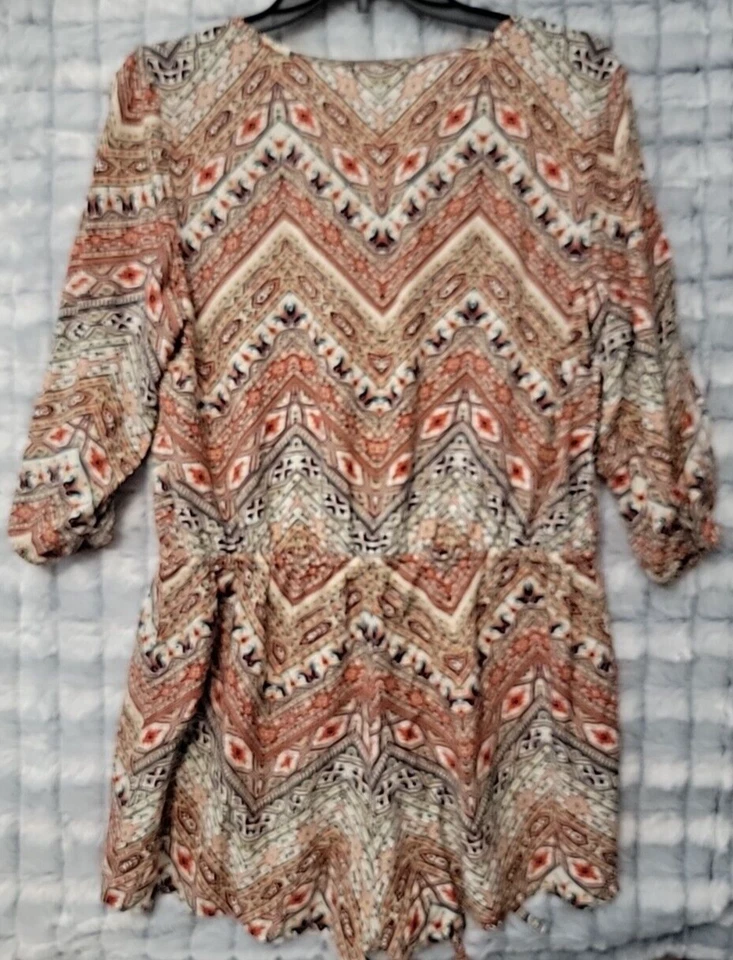 Mameluco BeBop Hombro Frío Multicolor Para Mujer XL Boho Manga Larga 2.5" Entrepierna Foto 3 de 4