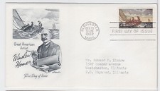 TurtlesTradingPost -&nbsp;Winslow Homer, Artist 1962 #1207&nbsp;FDC- Artmaster Cachet