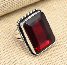 Red Garnet Gemstone 925 Sterling Silver Ring Jewelry For Thanksgiving Gift