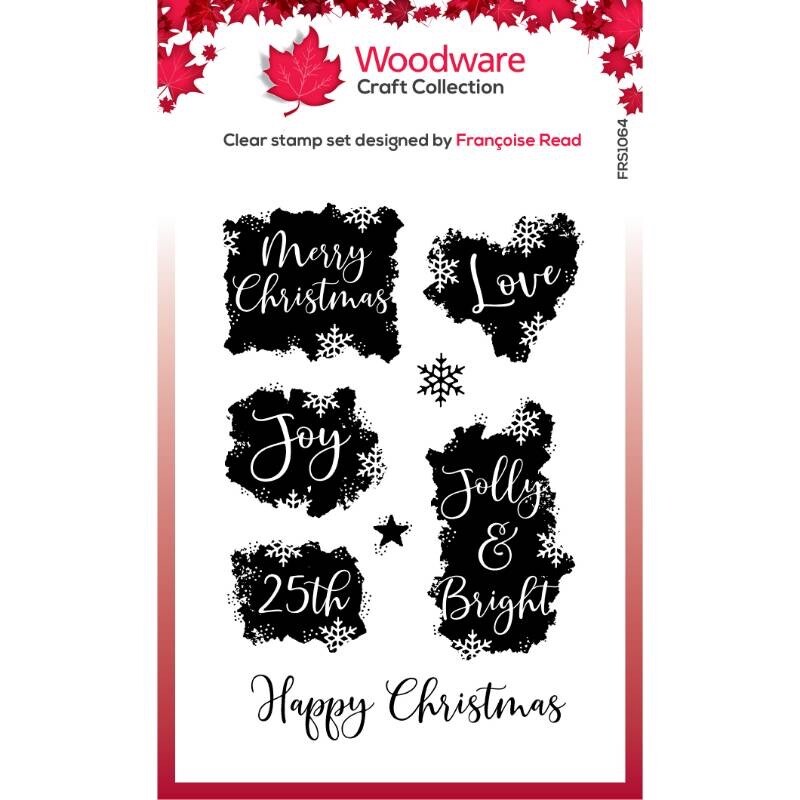 Woodware Christmas Sentiment Patches 8 Pce Clear Stamp Set Christmas Card Making