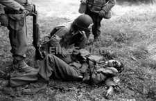 WW2 Photo Picture D-day normandy American medic tending to a German soldier 229