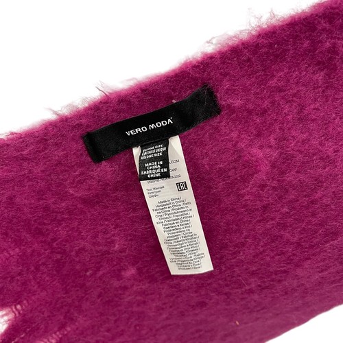 Vero Moda Plüsch Schal rosa lila warm kuschelig Fransen Oversize Klammer üppig - Bild 4 von 7