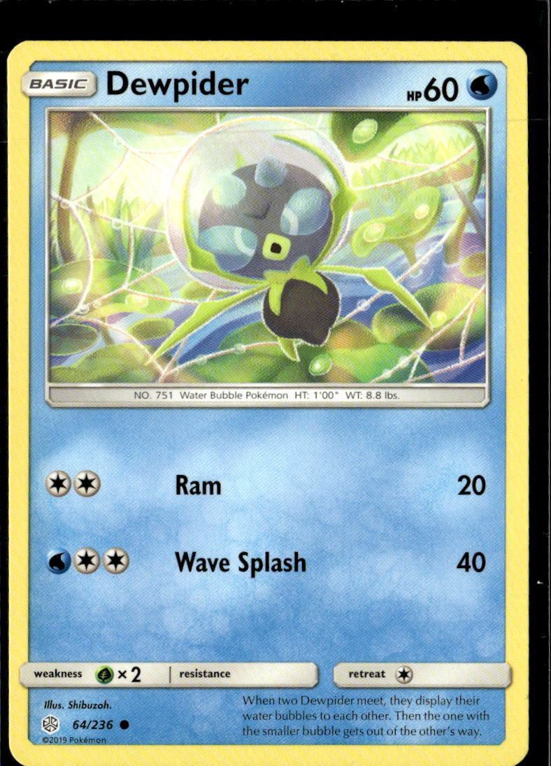 Pokemon Dewpider 64/236 Cosmic Eclipse Non Holo Common  2 Card Lot