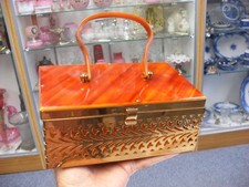 Vintage Mid Century Modern Retro Lucite Metal Purse