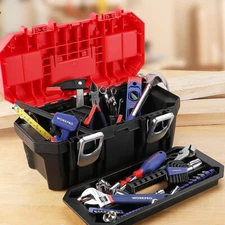 16" Tool Box Organizer Tray Heavy Duty Toolbox w/2 Metal Latches 33 Lbs Capacity