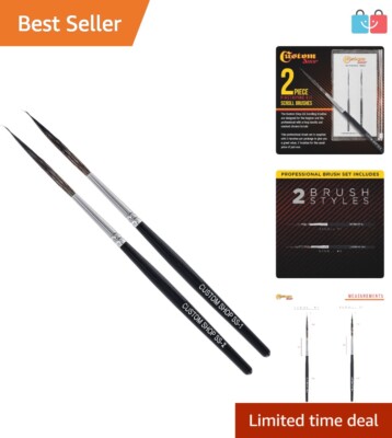 Professional SS Script Writer Pinstriping Brush Kit - 2 High-Performance Brushes