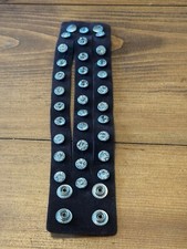 Women's Brown Leather Studs Rhinestones Adjustable Snap Wrap Cuff Bracelet