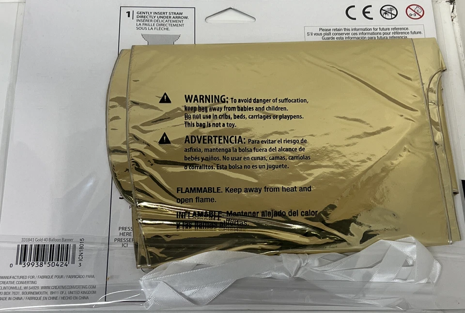 Gold 40th Birthday Balloon Banner 40 Number 16" x 5' Balloon Party Decoration - Image 2 of 2