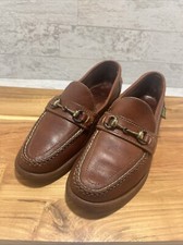 Vintage Bass Weejuns 80's Women  s 5.5 M Brown Leather Horsebit Wedge Loafers USA